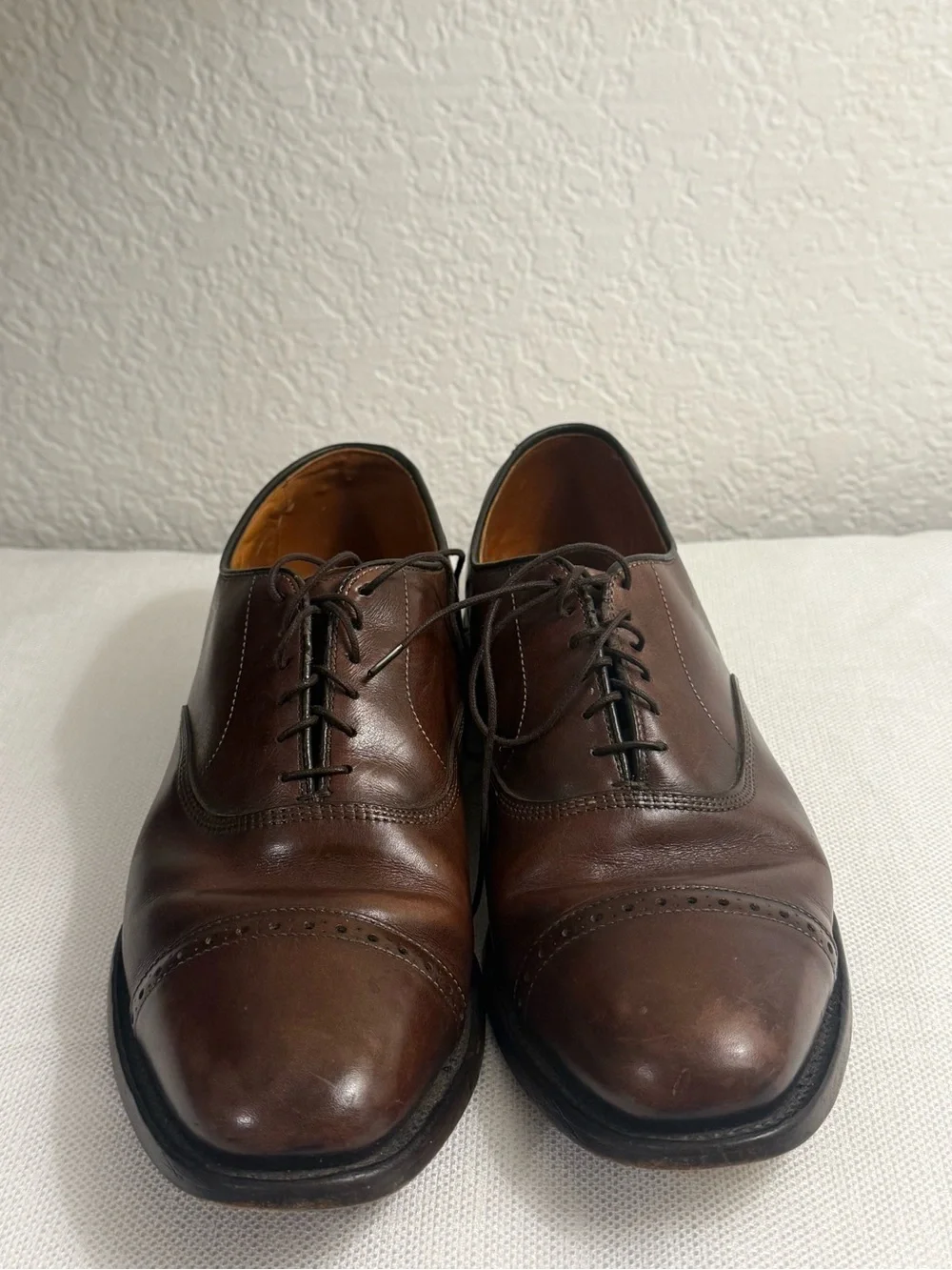 Allen Edmonds Byron Mens 11 A Brown Leather Cap Toe Oxford Dress Shoes USA
